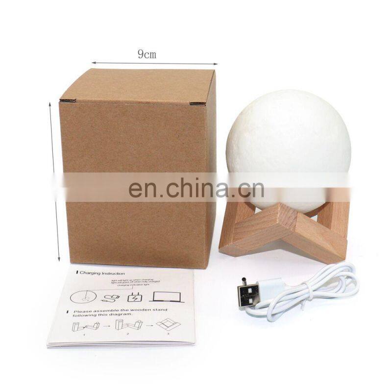 Christmas gift 3 color night light LED 3D printing moon lamp with usb charging creative holiday decor lamp