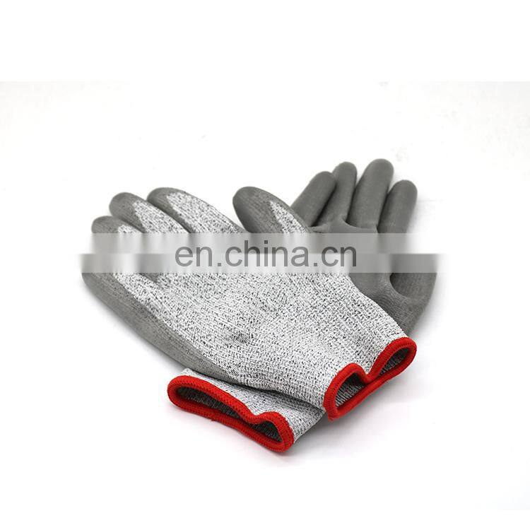 Gray PU Coated Sharp Cut Resistant Gloves Fish Handling Gloves
