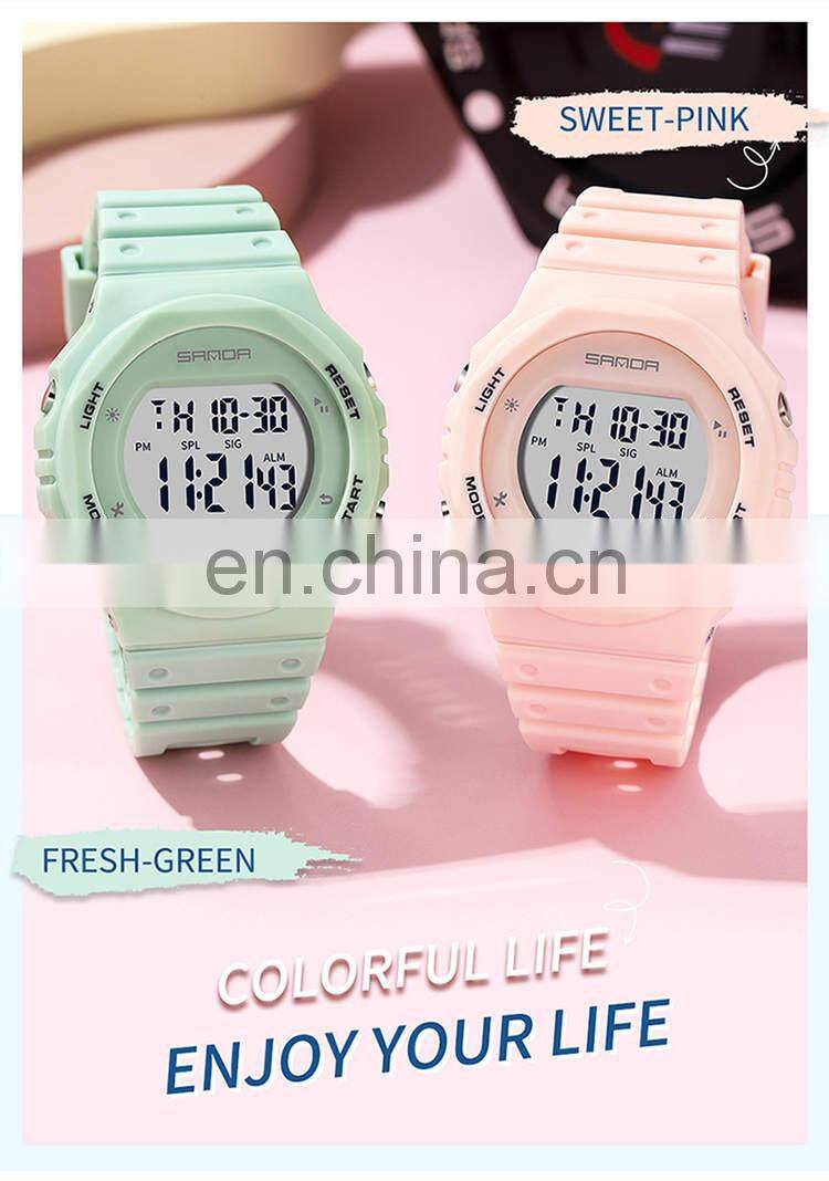 SANDA 6069 Women Watches LED Electronic Digital Waterproof Ladies Clock Female Wristwatch watch women brand