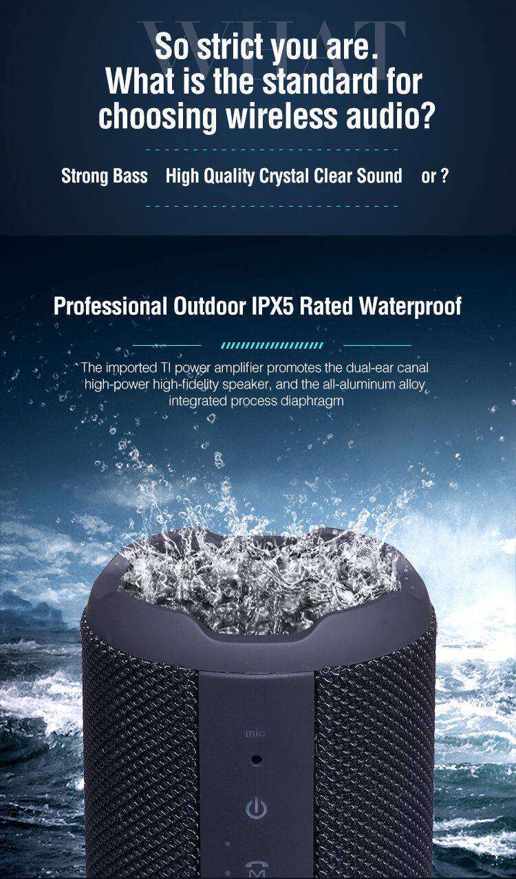 Newest Super Bass Desktop Ipx5 Sports Handsfree Portable Waterproof Outdoor Mini True Wireless Speaker