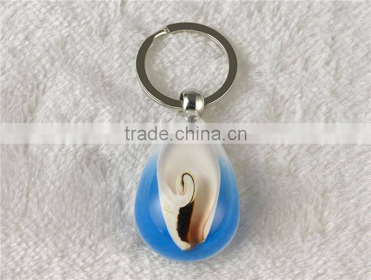 Promotional gift Sea shell blue acrylic key chain
