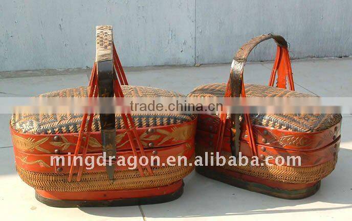 chinese natural antique rattan basket