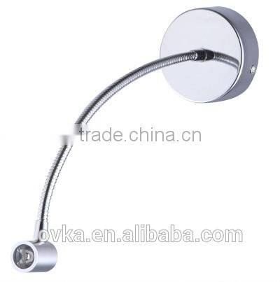 1W 3W LED wall lamp for hotel bedside reading lamp with flexible gooseneck 110V 220V on/off switch