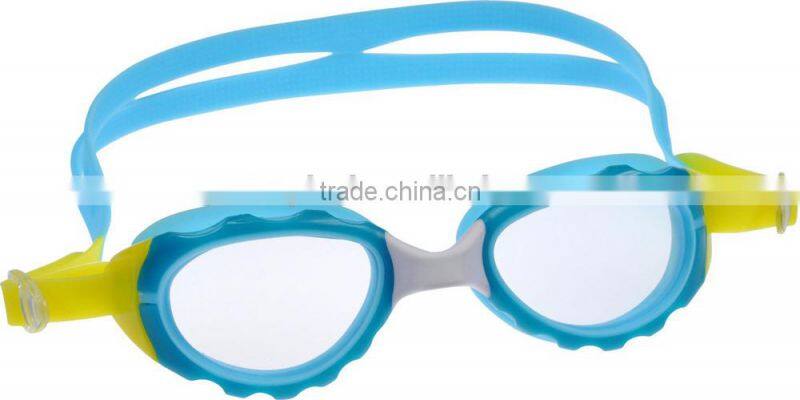 2015 Best comfortable anti-fog one piece silicone kids swimming goggles