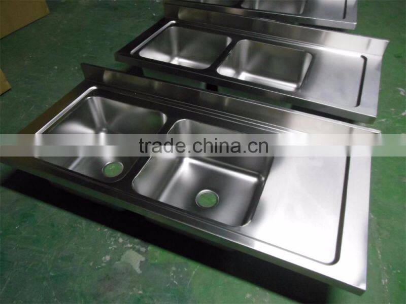 Restaurant Hotel Industrial Kitchen Equipment Custom Stainless Steel Kitchen Sink with Drain Board