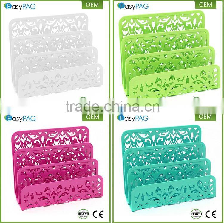 EasyPAG 2 Pc 3 Upright Hollow Flower Metal Letter Tray Stacking Sorter Desktop Letter Holder