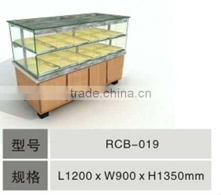 Supermarket wooden Display Stand Glass Bakery Display Cabinet