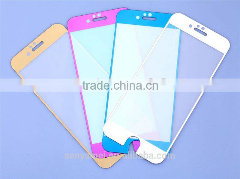9H High quality Color tempered glass screen protector for iphone 6 with back cover