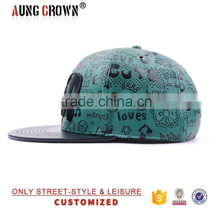 wholesale leather brim custom flat bill hats caps