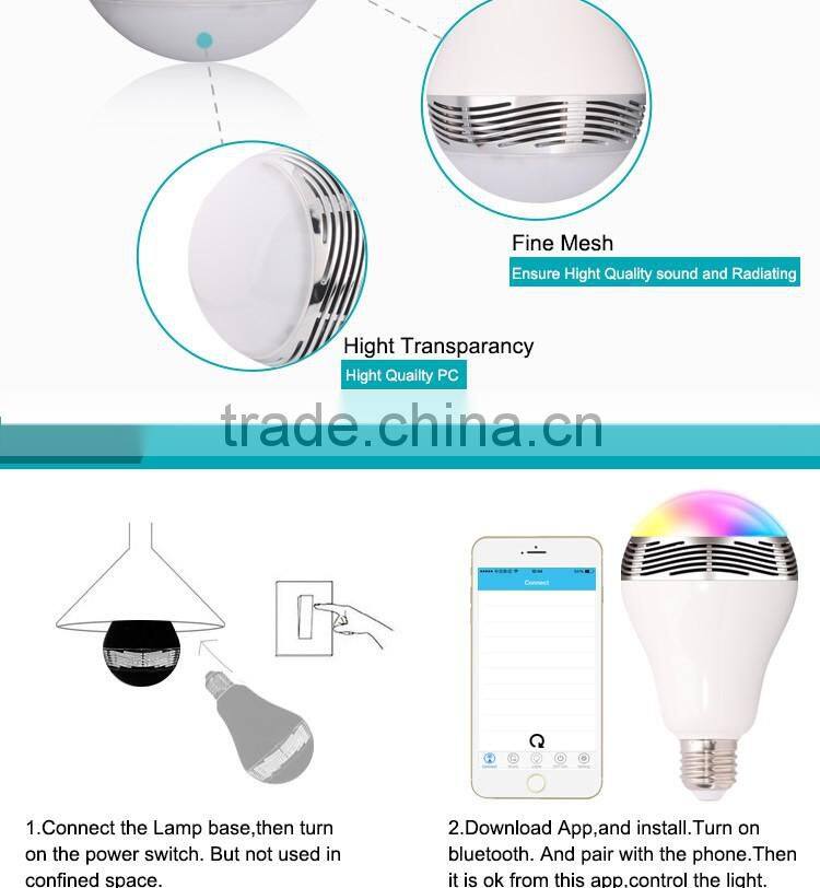 selling well 3W Global Bulb Type and White+RGB Color smart control bluetooth light lamp