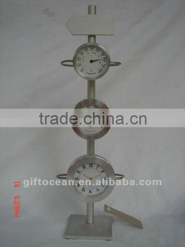 metal weather station clock, business gifts set, thermometer & hygrometer clock