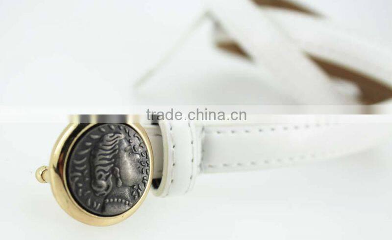 2015 NEW PU fashion girls dresses belt with Ebossed bronze buckles in yiwu