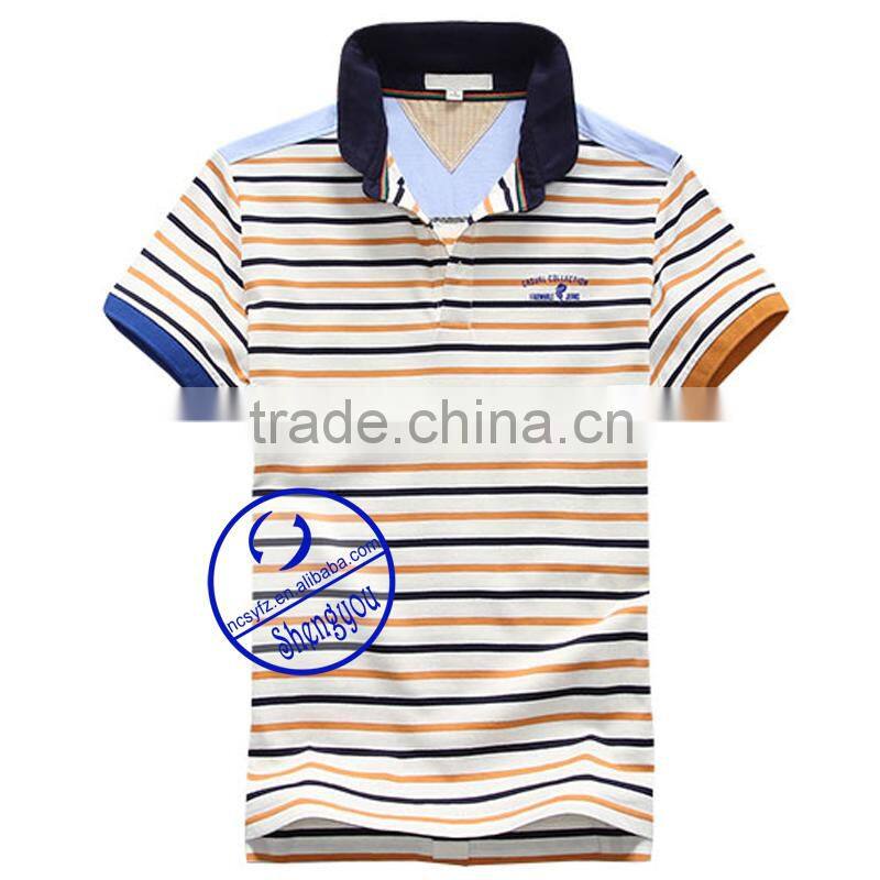 Fashion design cotton striped custom polo shirt for bulk wholesale