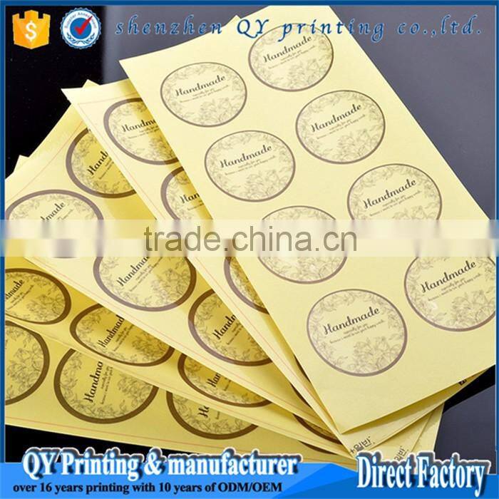 2016 Promotion Self Adhesive Kraft Paper Bottle Label Sticker