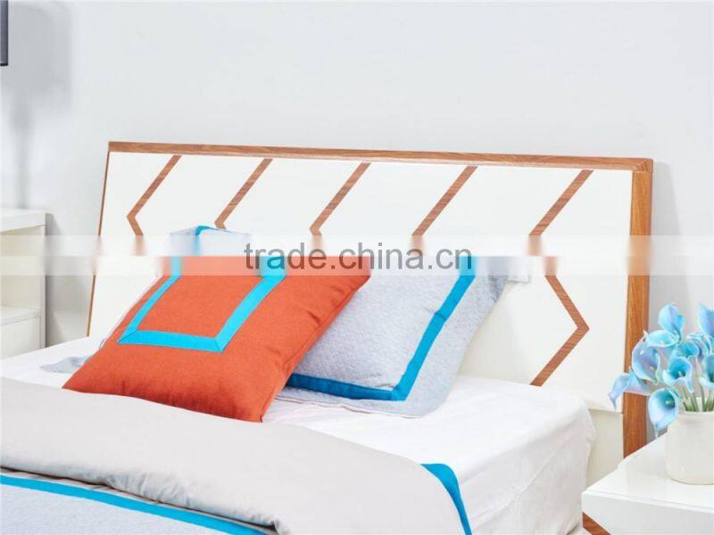 Modern wooden shining white eco friendly Single Bedroom Set Furniture/chilldrenn bedroom furniture set