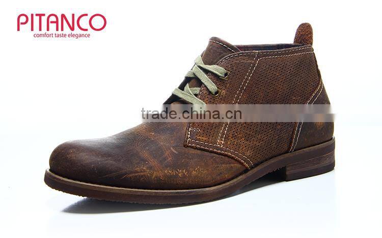 Crazy horse leather lace-up mens engineer boots