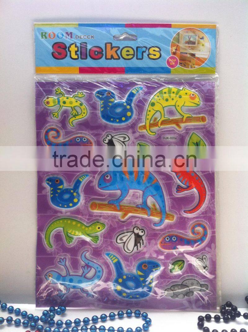 Cangnan factory custom room decor embossing pvc sticker,kids room decor 3d sticker