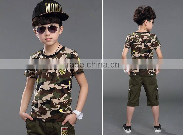 boys short sleeve cotton handsome camouflage suit