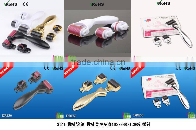 CE and RoHS korea Titanium 300&720 &1200 pins Bionic galvanic Skin nurse wrinkles eliminate derma roller