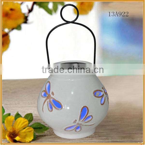 handmade outdoor ceramic solar led lantern lights gaden ornaments