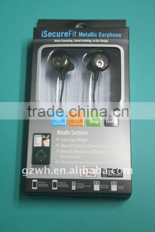 isecure Fit Metallic Earphone for Iphone Ipod MP3 MP4