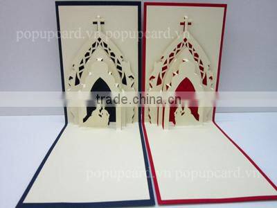 Vase flower (apricot blossom) greeting pop up card