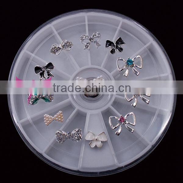 New arrival 12 colors round 3D nail decoration with glitter powder