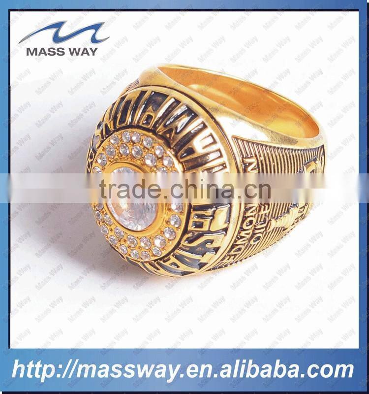 custom latest jewelry diamond championship 3D brass silver finger ring