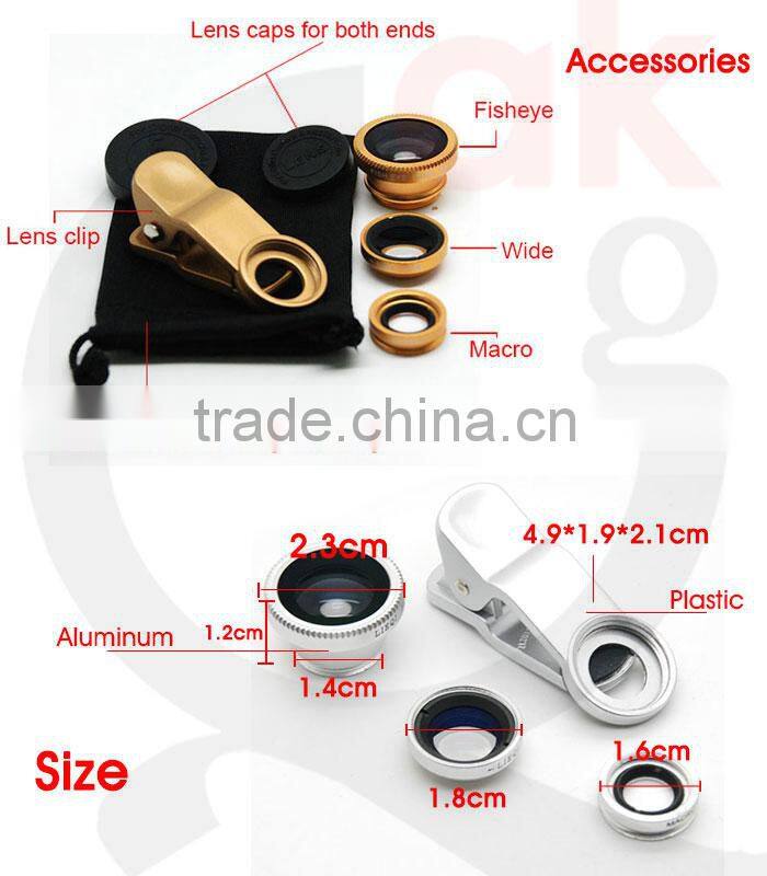 Magnetic 3in1 Fisheye Lens+Wide Angle+Micro Lens Photo Kit for iPhone