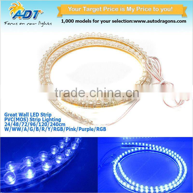 Blue 96 LEDs 96cm Waterproof PVC Flexible Neon Glow LED Strip Lights 12 Car