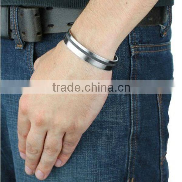 2013 New Products Black Plated Men's Stainless Steel Cuff Arm Bangle