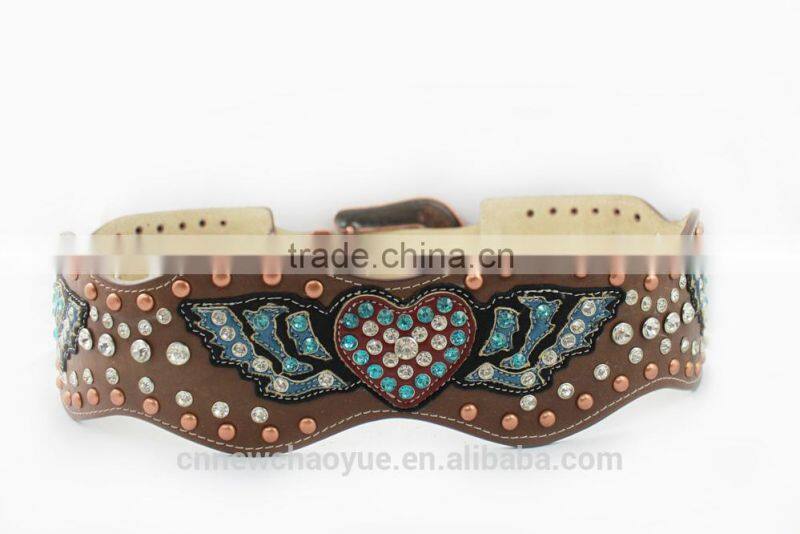 Wide Fashion woman rhinestone belt with nice looking conchos from China