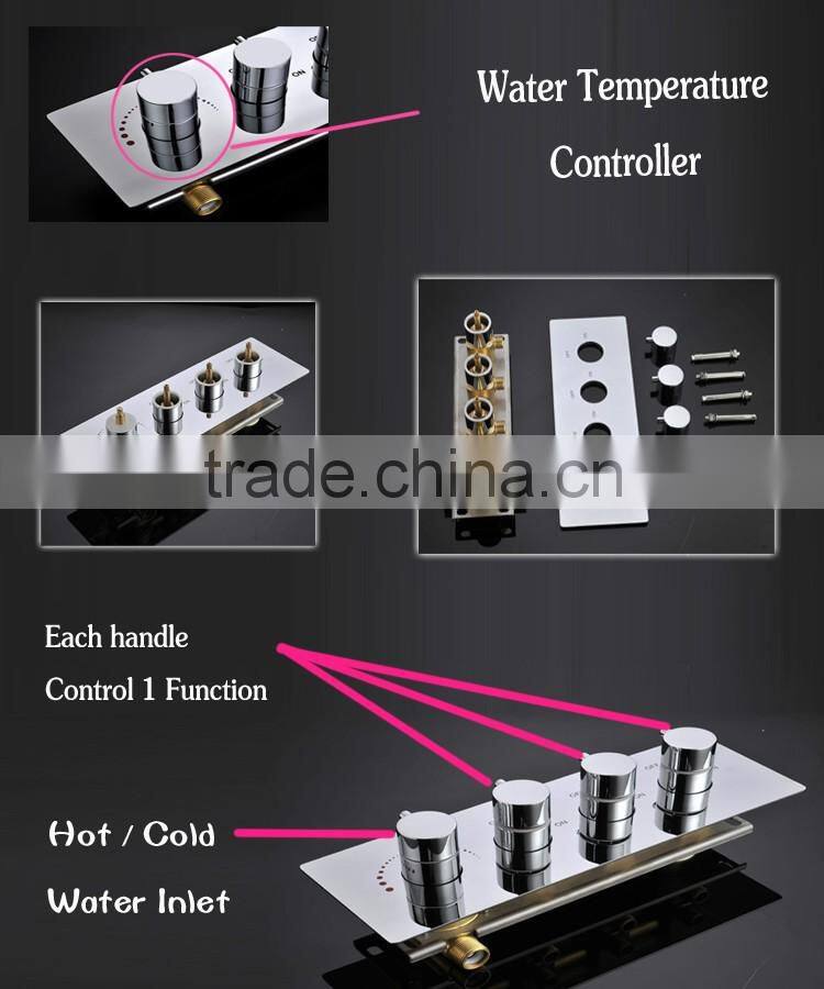 Contemporary High Pressure 4 Handle 3 Way In Wall Bath Shower Faucet Hot Cold Mixing Water Control Valve