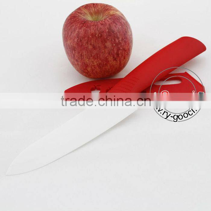 Ceramic 6" Chef's Knife - White knife sheath RED