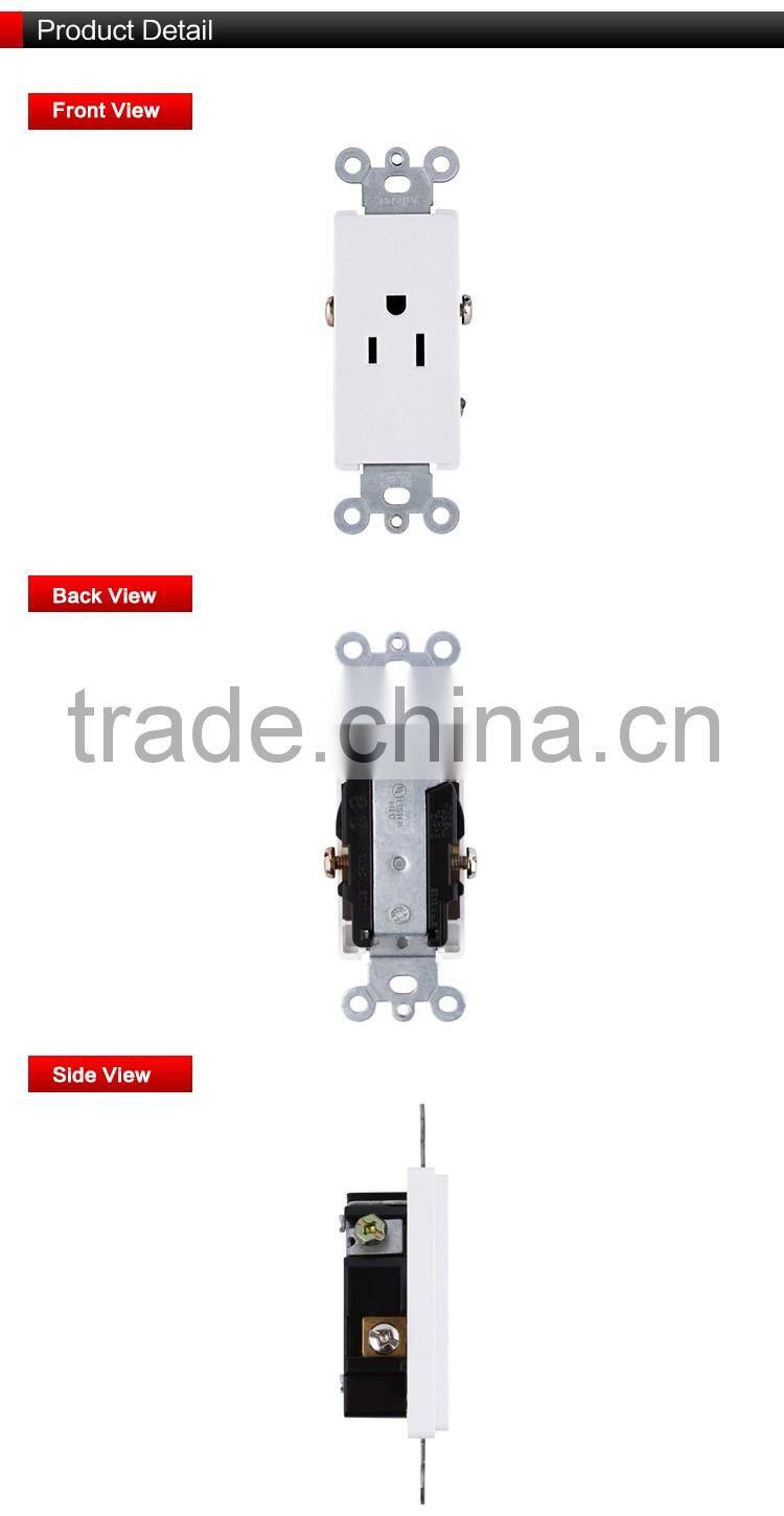 UL CUL nema 5-15R Commerical grade self grounding lighting single receptacle