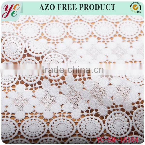 High quality white circular pattern ornament of chinese style embroidery fabric for wedding dress