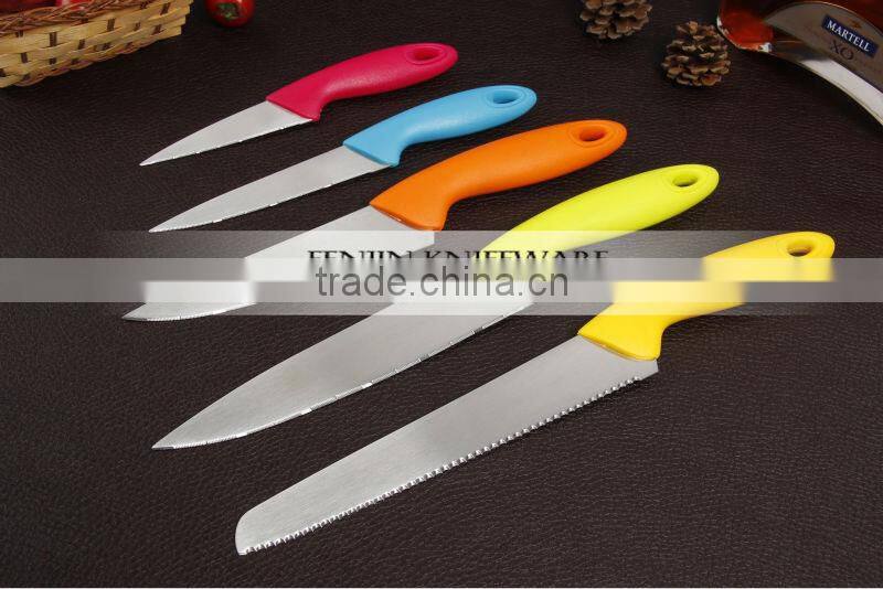 5-pcs PP Handle Color Knife Set with PP Knife Block