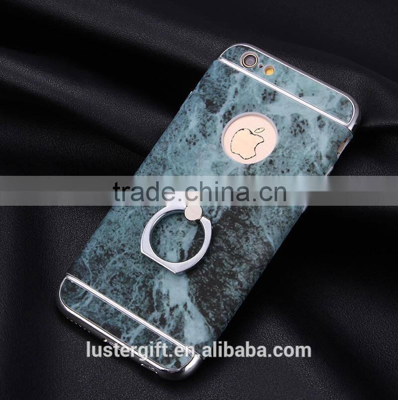 2016 With ring kickstand Luxury 3 in 1 Hard PC Marbling Phone Case Cover For iPhone 5S SE 6 6S Marble Checked Pattern Phone Case