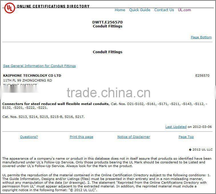 UL Listed Conduit Fitting (Bx-Flex Fitting)