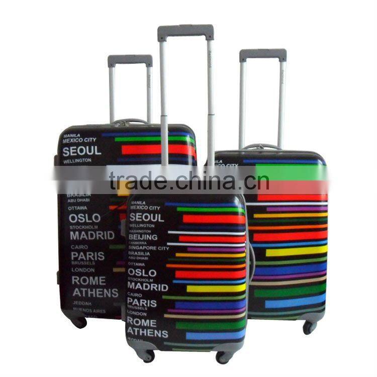 ABS Rainbow Coloful Print luggage /4 wheel suitcase/ ABS Hardshell trolley luggage