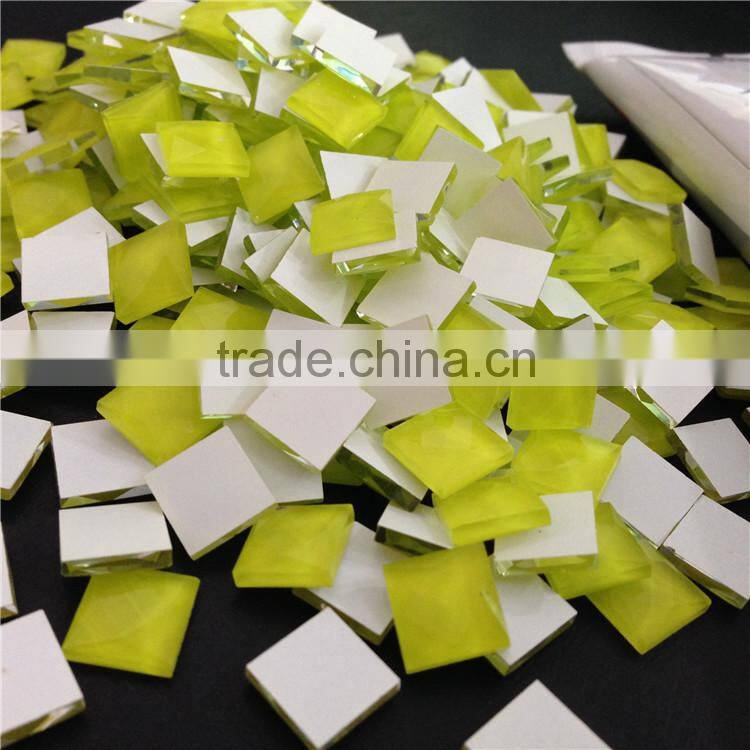 best selling opaque lemon yellow color square shape decorative crystal stone for fashion bag shaped beads factory