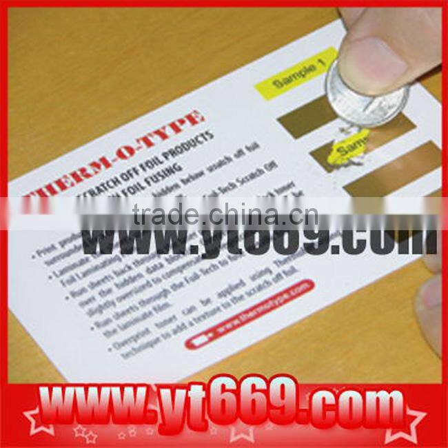 paper recharge scratch off card