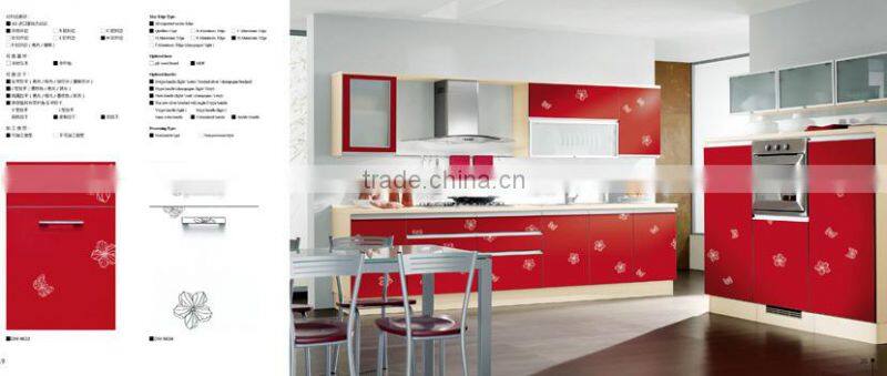 high gloss small flowers kitchen cabinet door with E1 standard