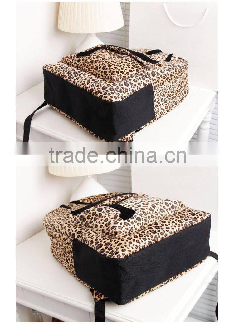 New Fashion Women Backpacks Lovely Beard Vintage Leopard Bag European and American Style PU Leather Backpacks