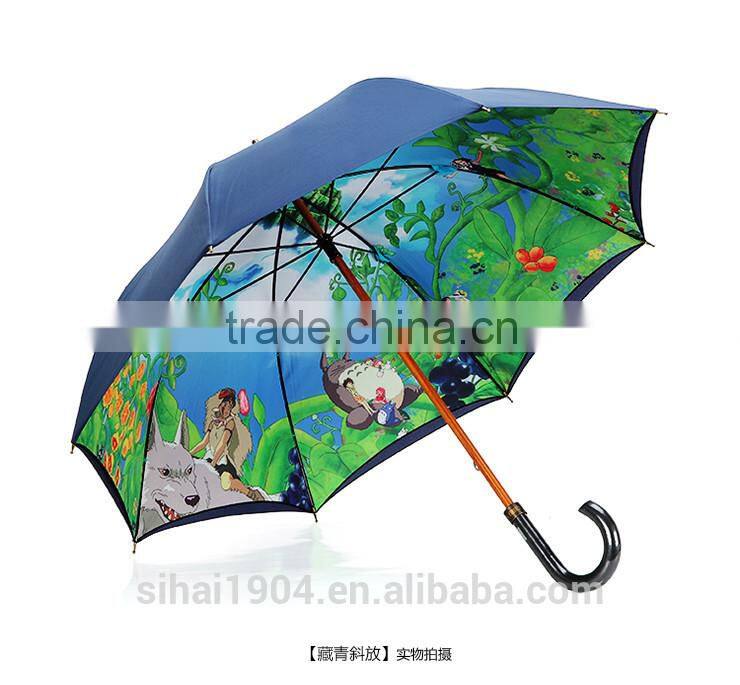 plastic cook handle wooden shaft straight umbrella