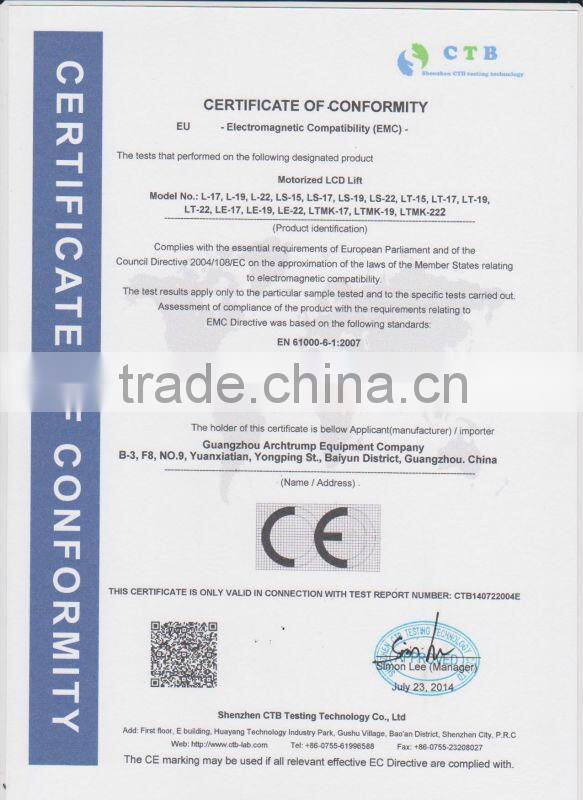 CE RoHS FCC LCD Motorized Lifter for Conference Table