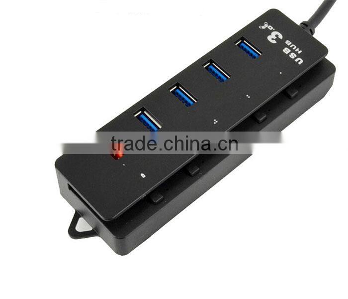 5 Port USB 3.0 HUB Spliter Charging Port Power Switch for iPhone MAC OS Black