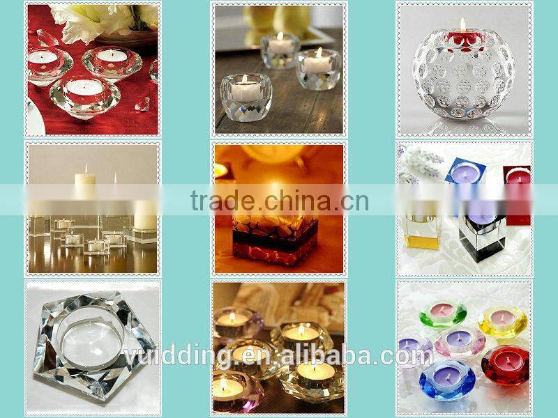 Round Blue Crystal Candle Holder For Wedding Favor
