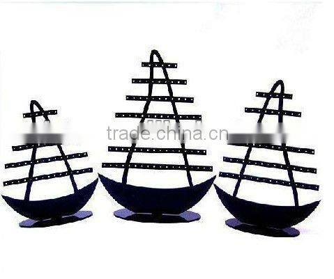 European style ship-shape black acrylic earring holder, acrylic jewelry display