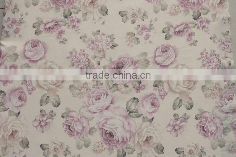 High quality cationic 100% polyester linen look linen printed Pongee fabric wholesale for textile
